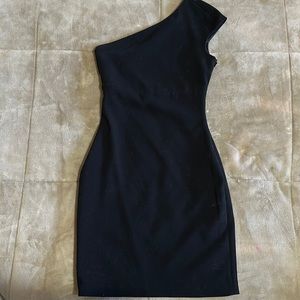 Zara little black one-shoulder dress